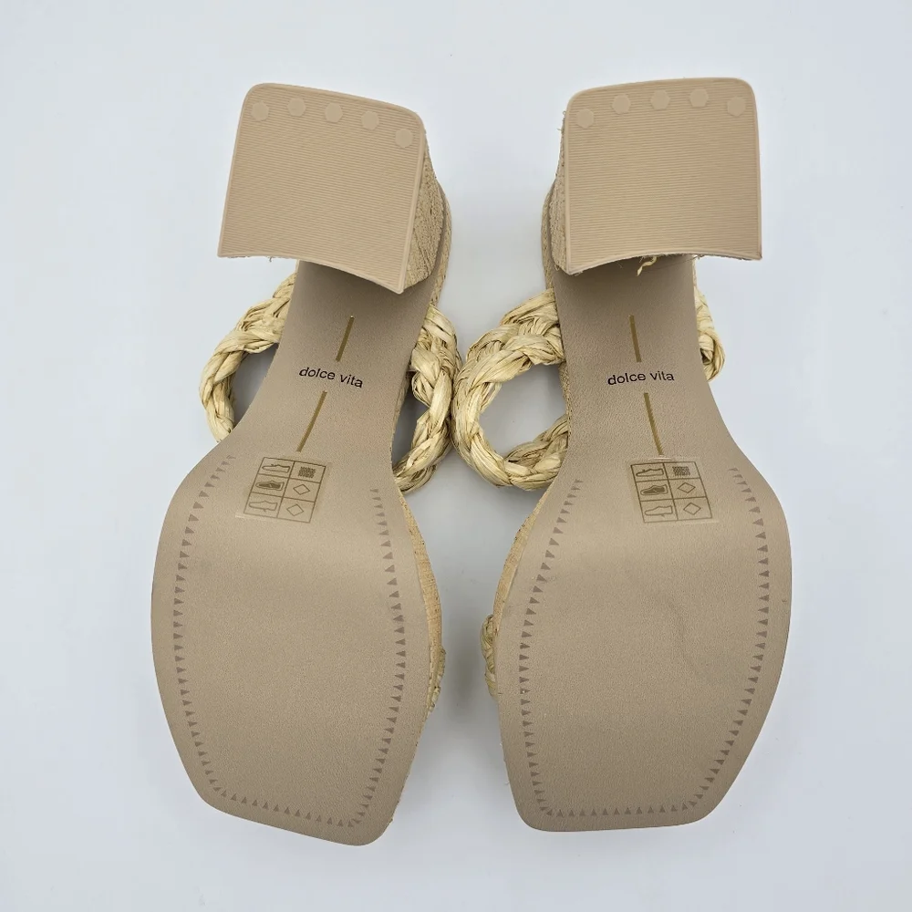 Dolce Vita Braided Natural Raffia Platform Sandal - Picture 11 of 14